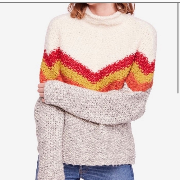 Free People Sweaters - Free People Turn around Cotton/Wool Mock Neck Slouchy Sweater sz LARGE